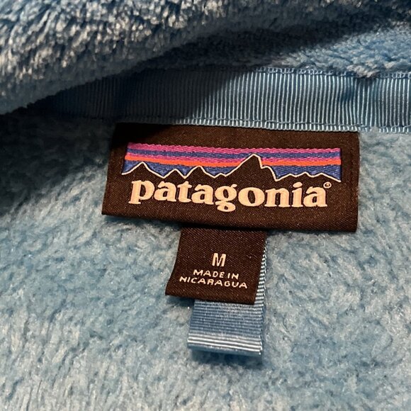 Women's Patagonia Snap T Fleece Jacket SZ Medium Sweater Pullover Logo Blue - Picture 10 of 12